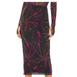 AFRM Felix Midi Skirt - Pink Spiral - M